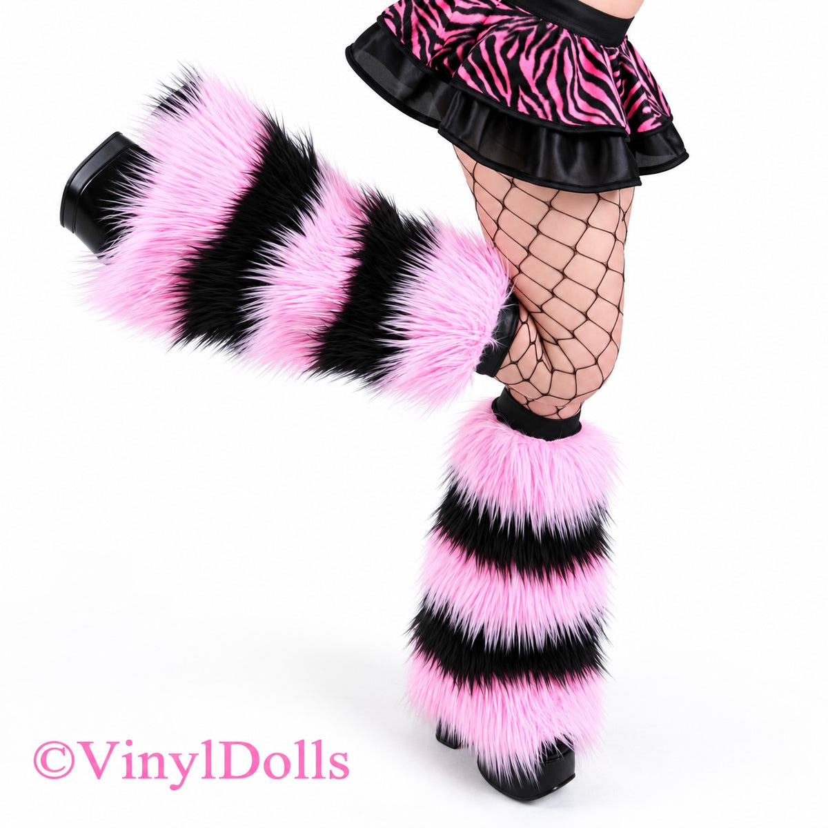 Striped Baby Pink Black Fluffies