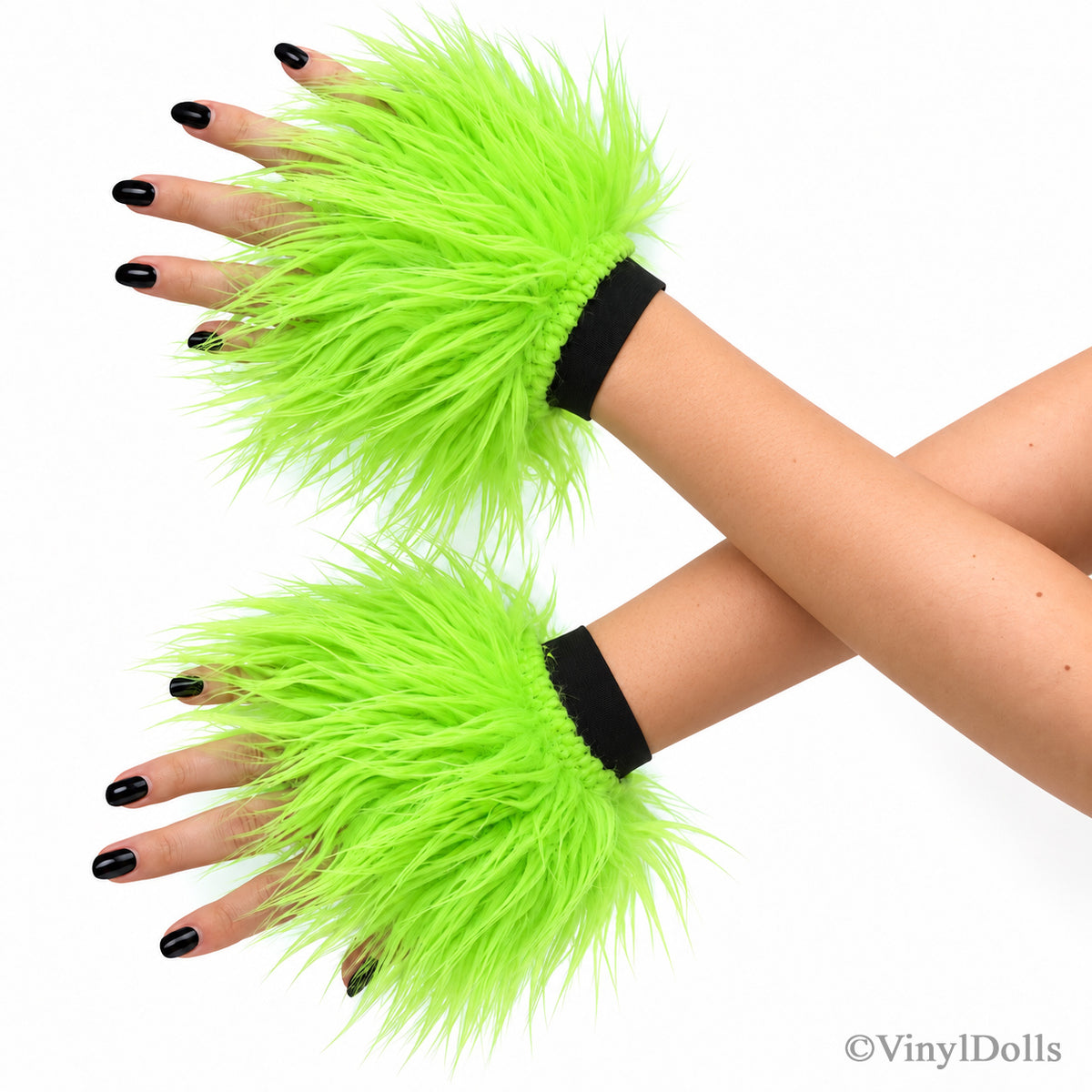 Lime Green Furry Wrist Cuffs