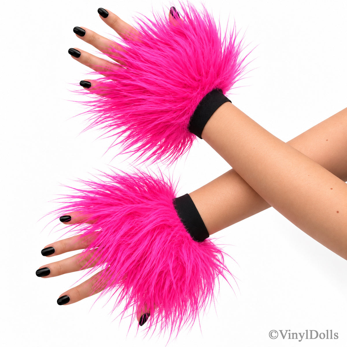 Hot Pink Furry Wrist Cuffs