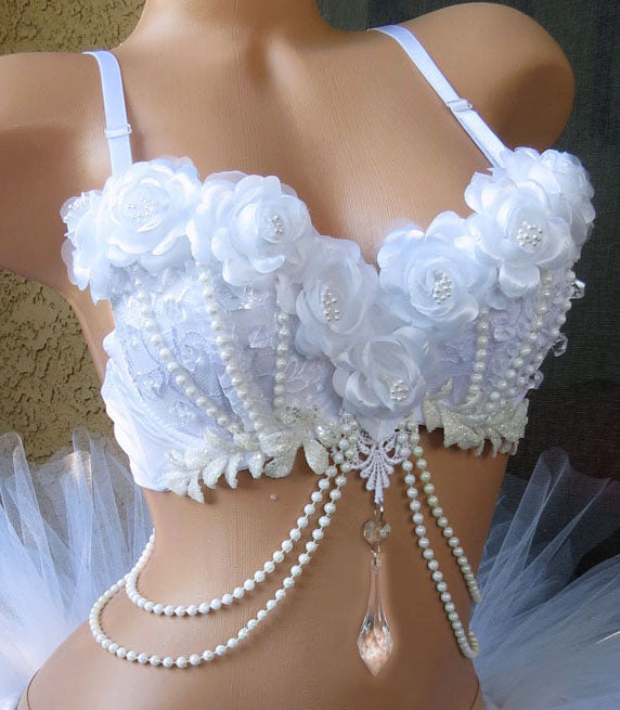 White Roses Rave Bra