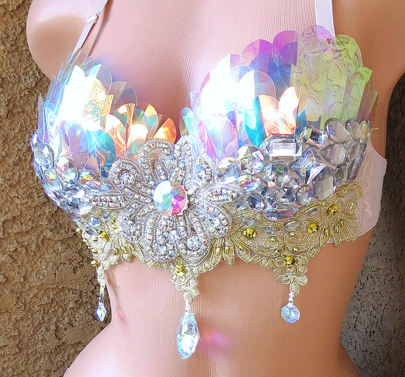 Iridescent Sequins Rave Bra
