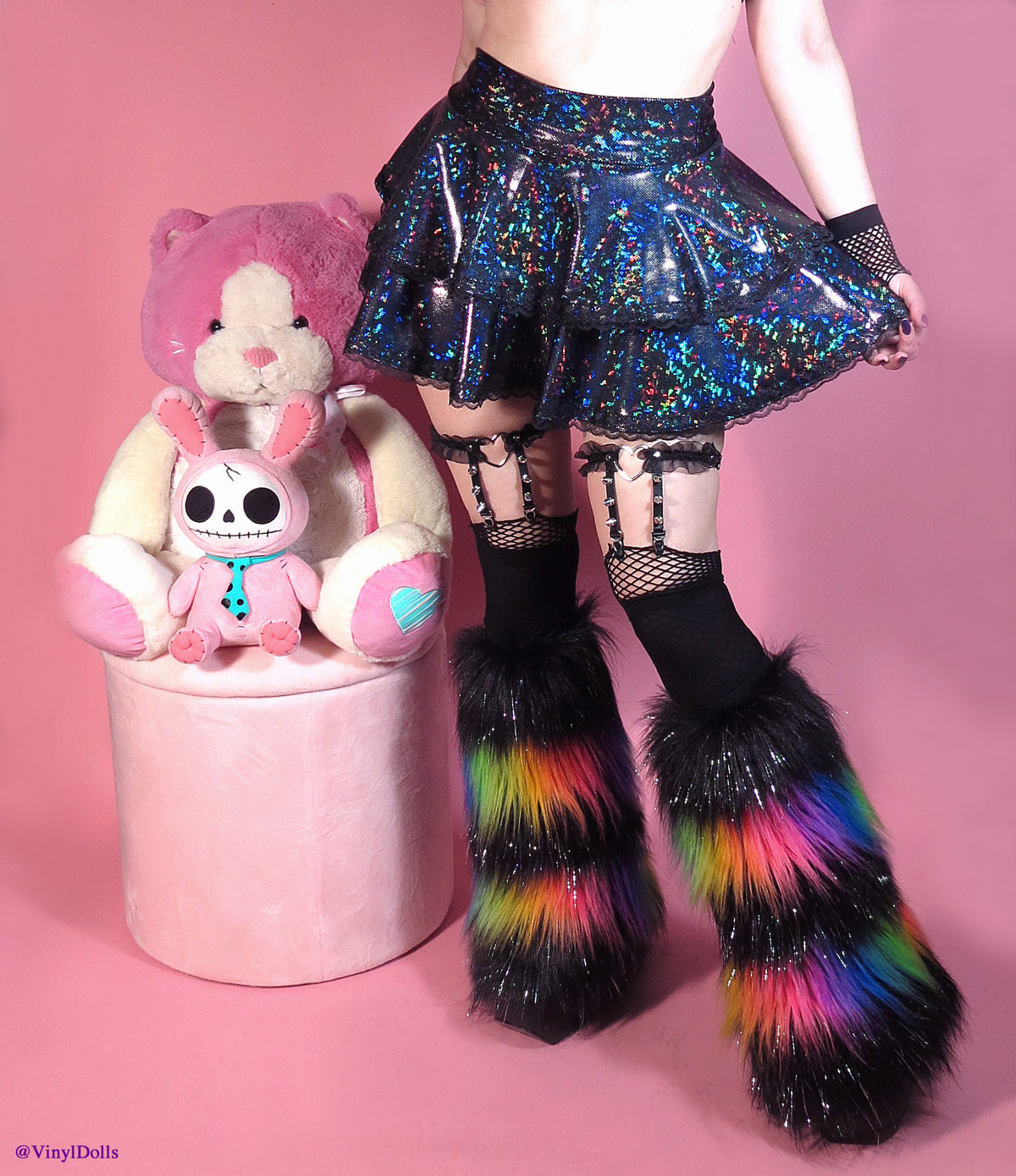 Black Holographic Skater Skirt