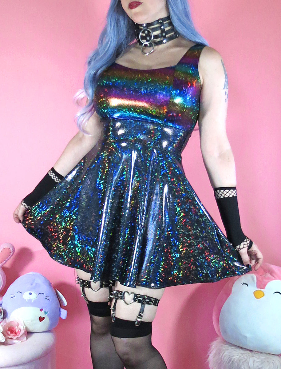 colors of the rainbow dress to impress Midnight Iridescent – VinylDolls Finish:DAB tea lenght Connected Apparel Women's Cape