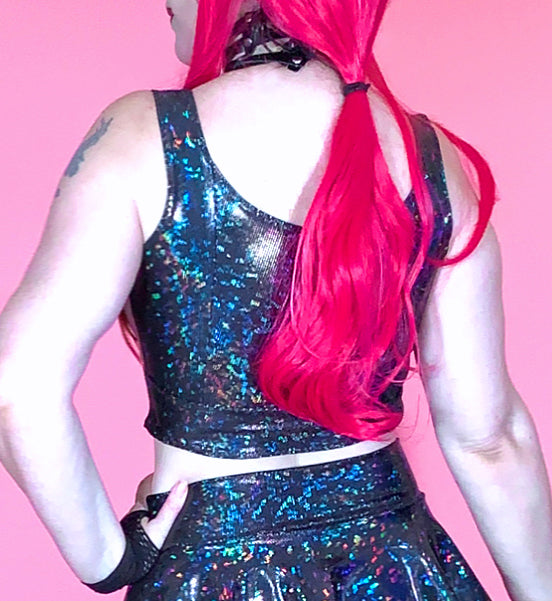 Black Sparkle Holographic Top