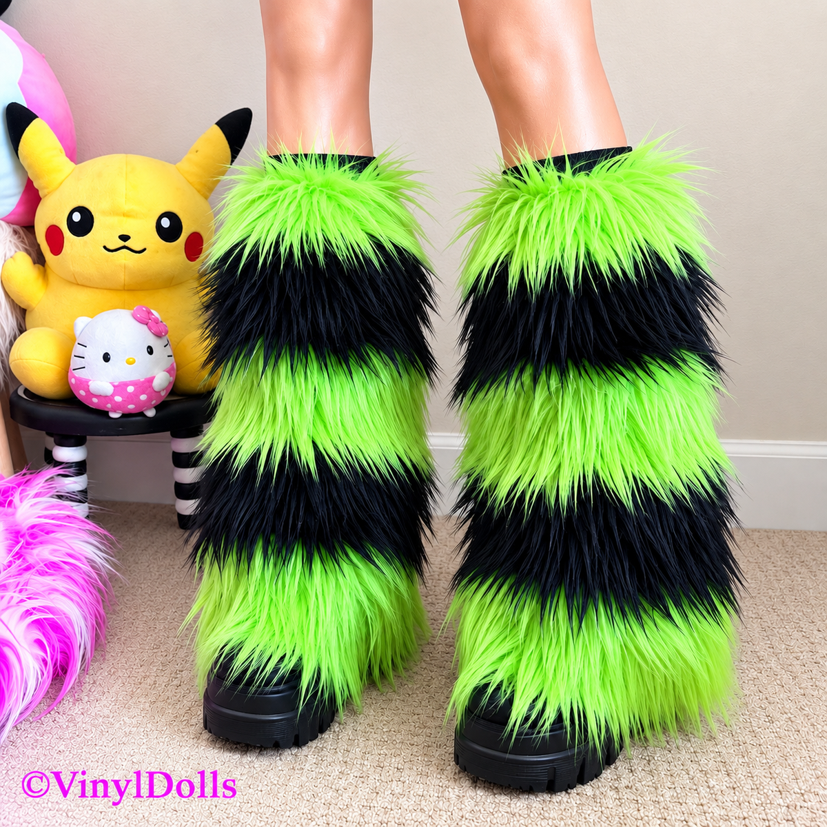 Striped Lime Black Fluffies