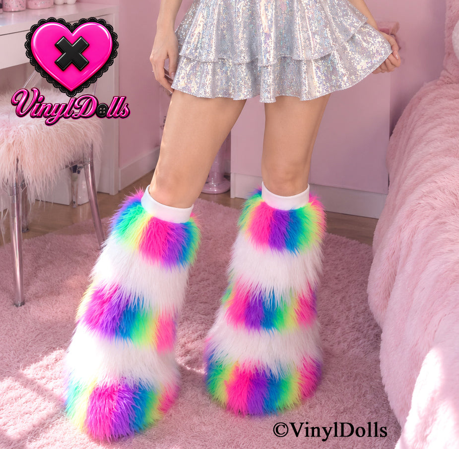 Striped Rainbow White Fluffies