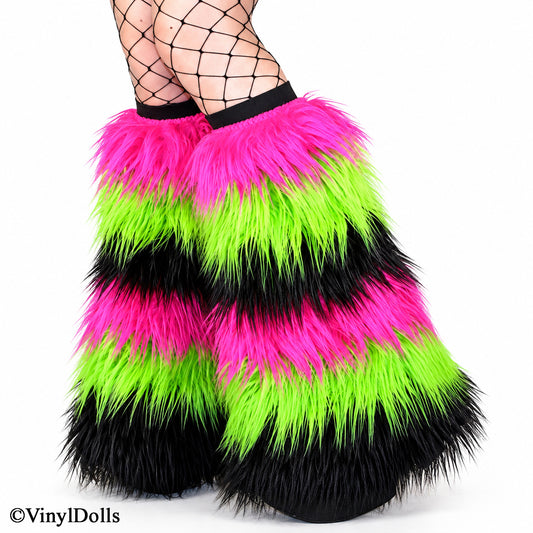 Striped Hot Pink Lime Black Fluffies