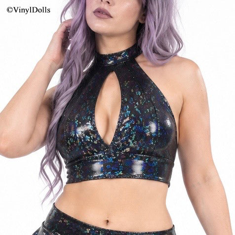 Black Sparkle KeyHole Top