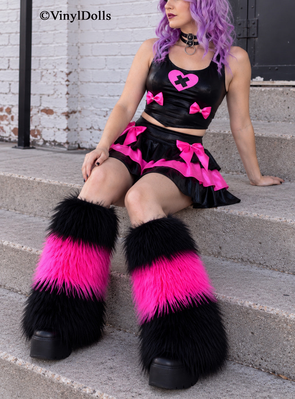 Black Hot Pink Fluffies