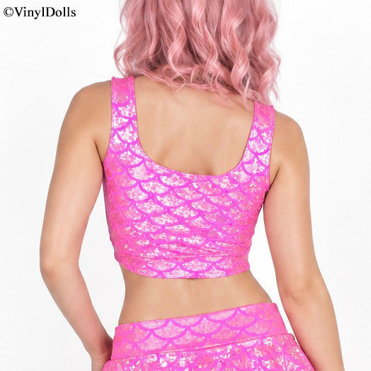 Candy Pink Mermaid Crop Top