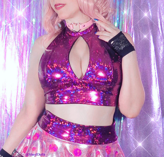 Iridescent Fuchsia Halter Top