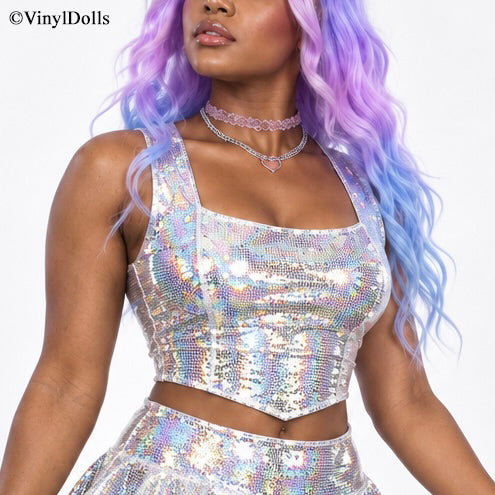 Silver White Sparkle Top