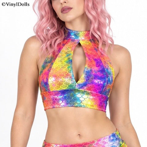 Rainbow Mermaid Keyhole Top