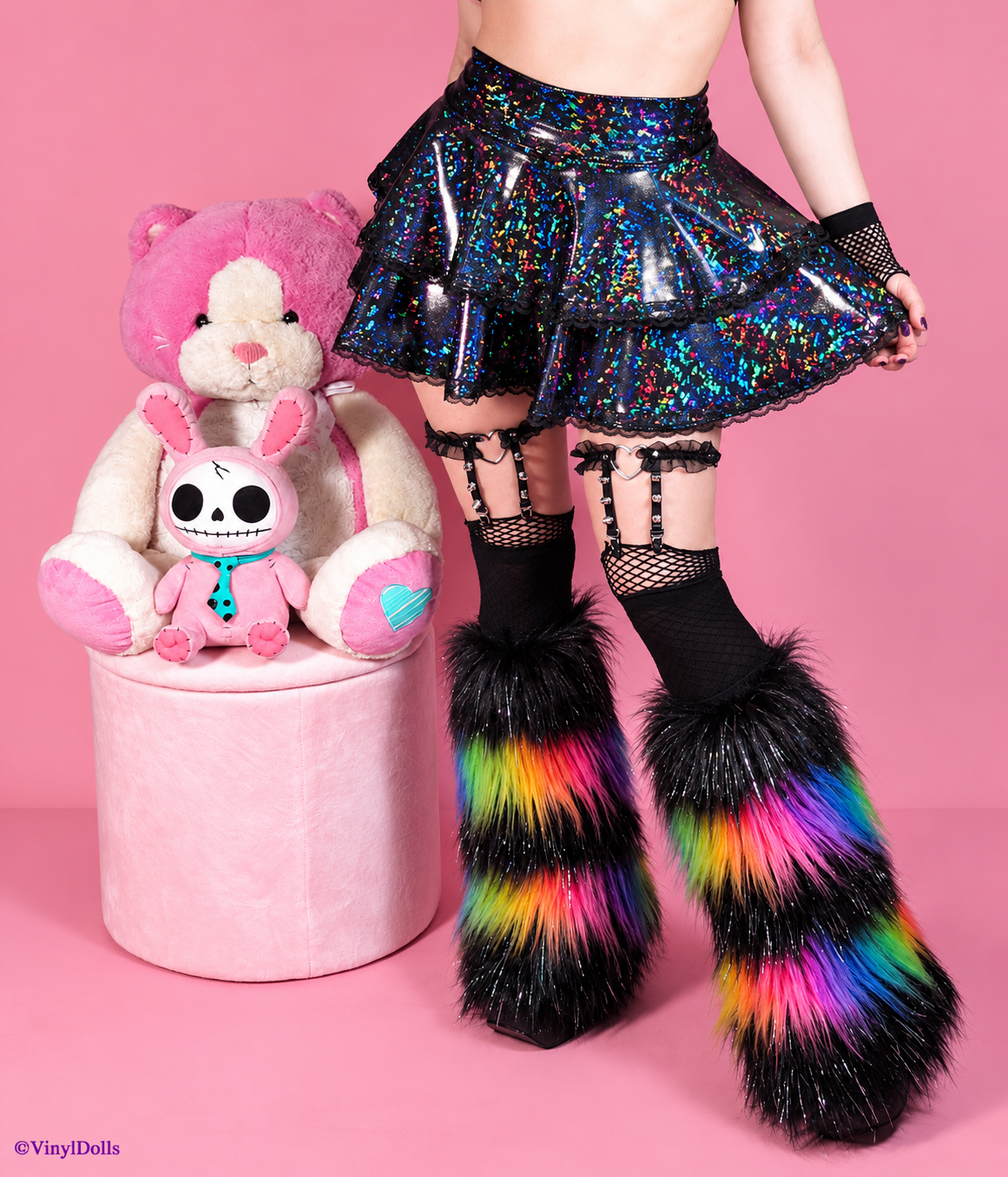 Striped Sparkle Black Rainbow Fluffies