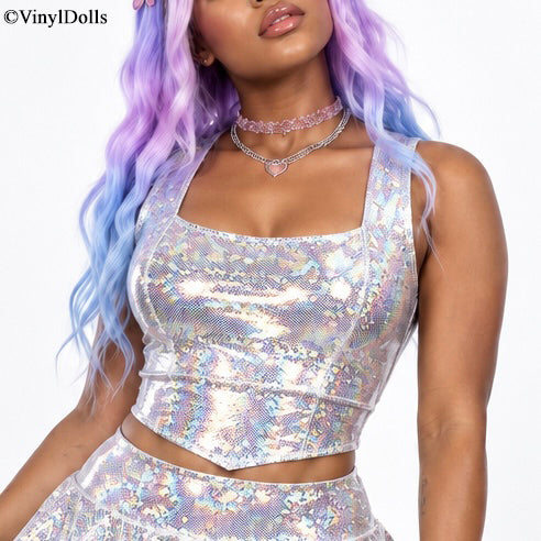 Silver White Sparkle Top