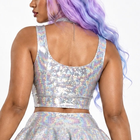 Silver White Sparkle Top