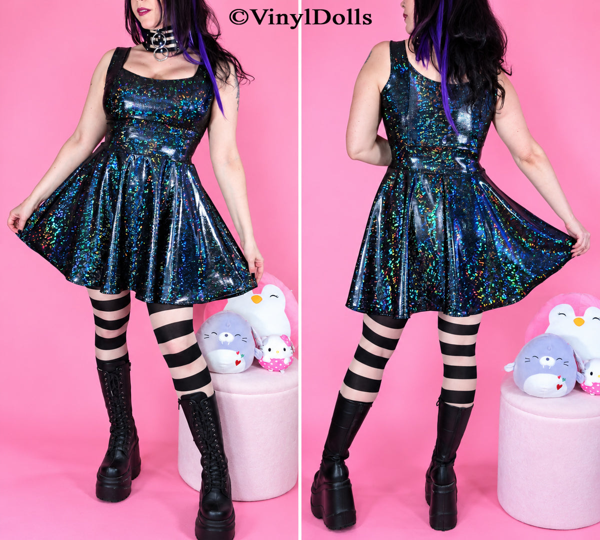 Black Sparkle Skater Dress