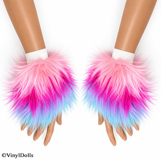 Pastel Candy Furry Wrist Cuffs