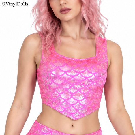 Candy Pink Mermaid Crop Top