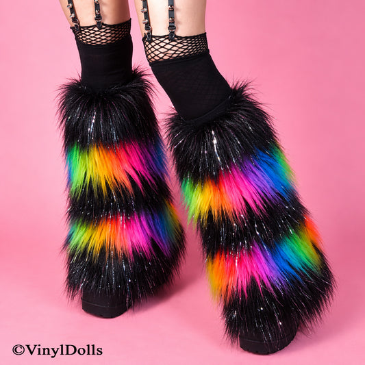 Striped Sparkle Black Rainbow Fluffies