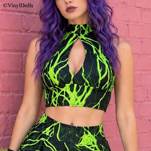 Lightning Bolt Keyhole Halter Top