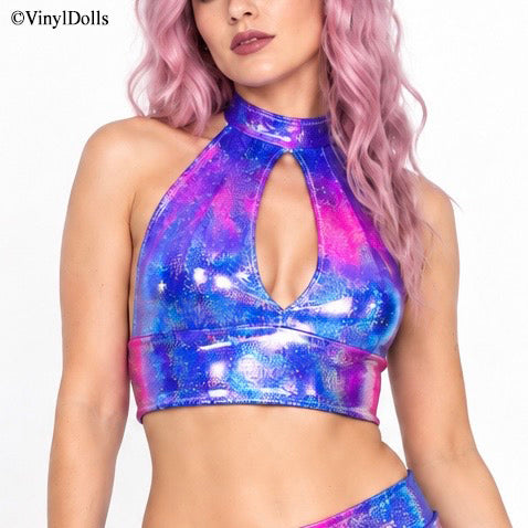 Twinkle Pink Blue Purple Keyhole Top