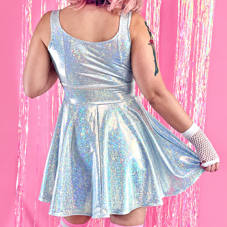 White Sparkle Skater Dress