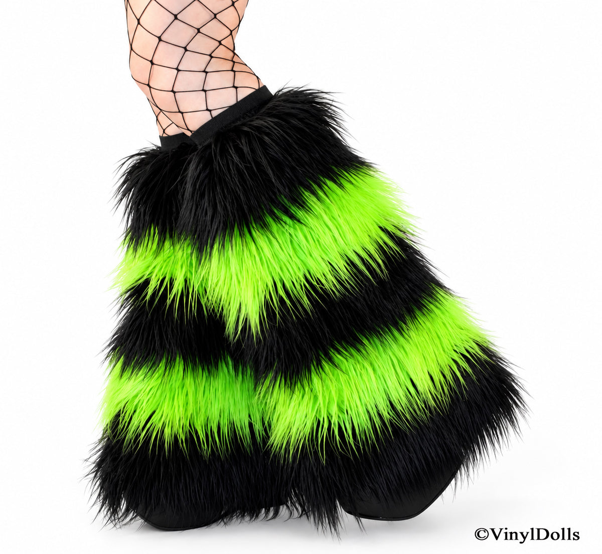 Striped Black Lime Green Fluffies