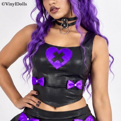 Black Purple X Heart Top