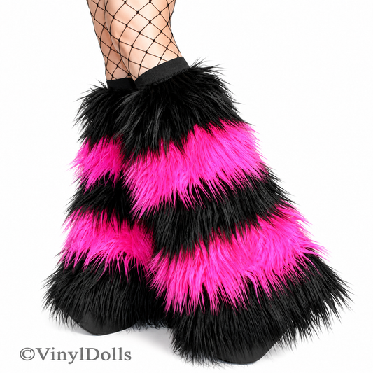 Striped Black Hot Pink Fluffies