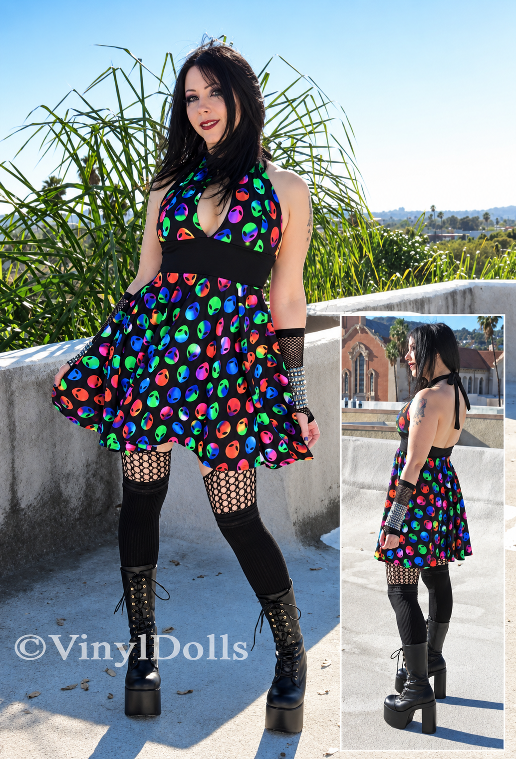 Multi Color Alien Print Dress