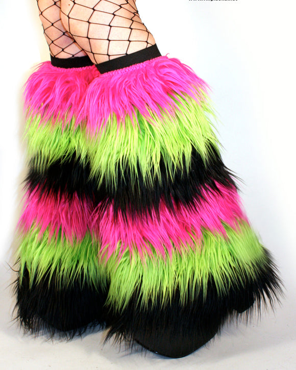 Striped Hot Pink Lime Black Fluffies