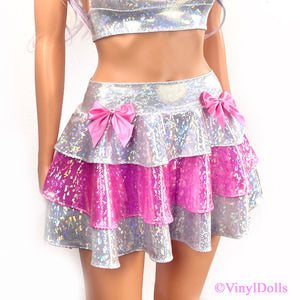 Sparkling White Pink Lolita Skirt