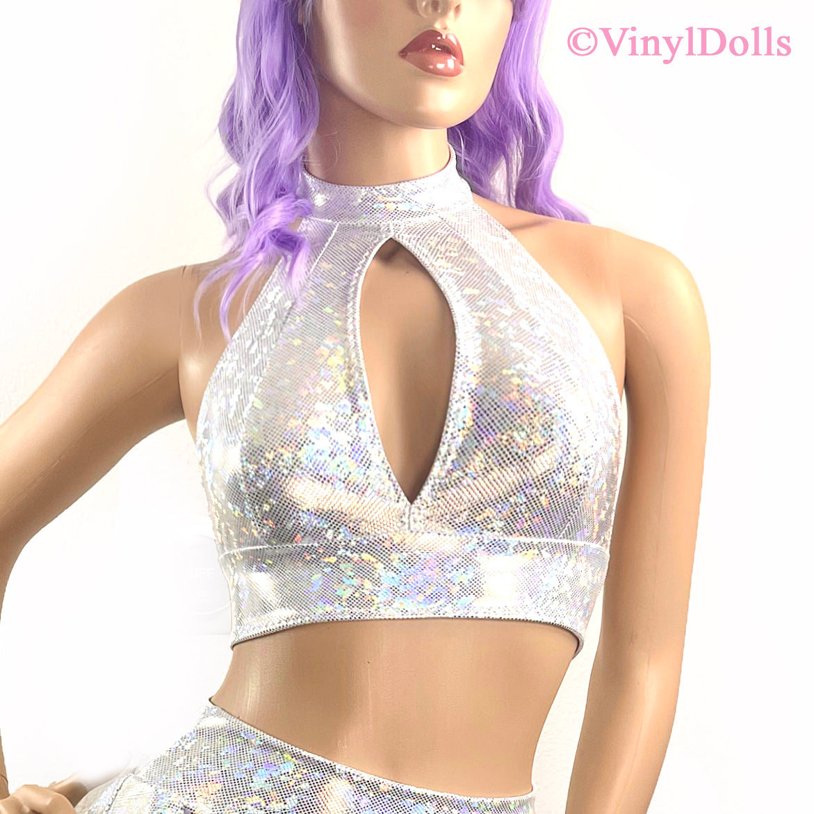 Sparkle White Keyhole Top