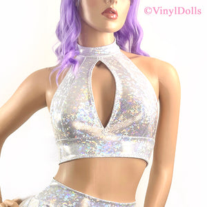 Sparkle White Keyhole Top