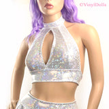 Sparkle White Keyhole Top