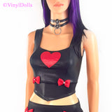 Shiny Black Red Heart Top