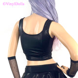 Shiny Black Lilac Kitty Top