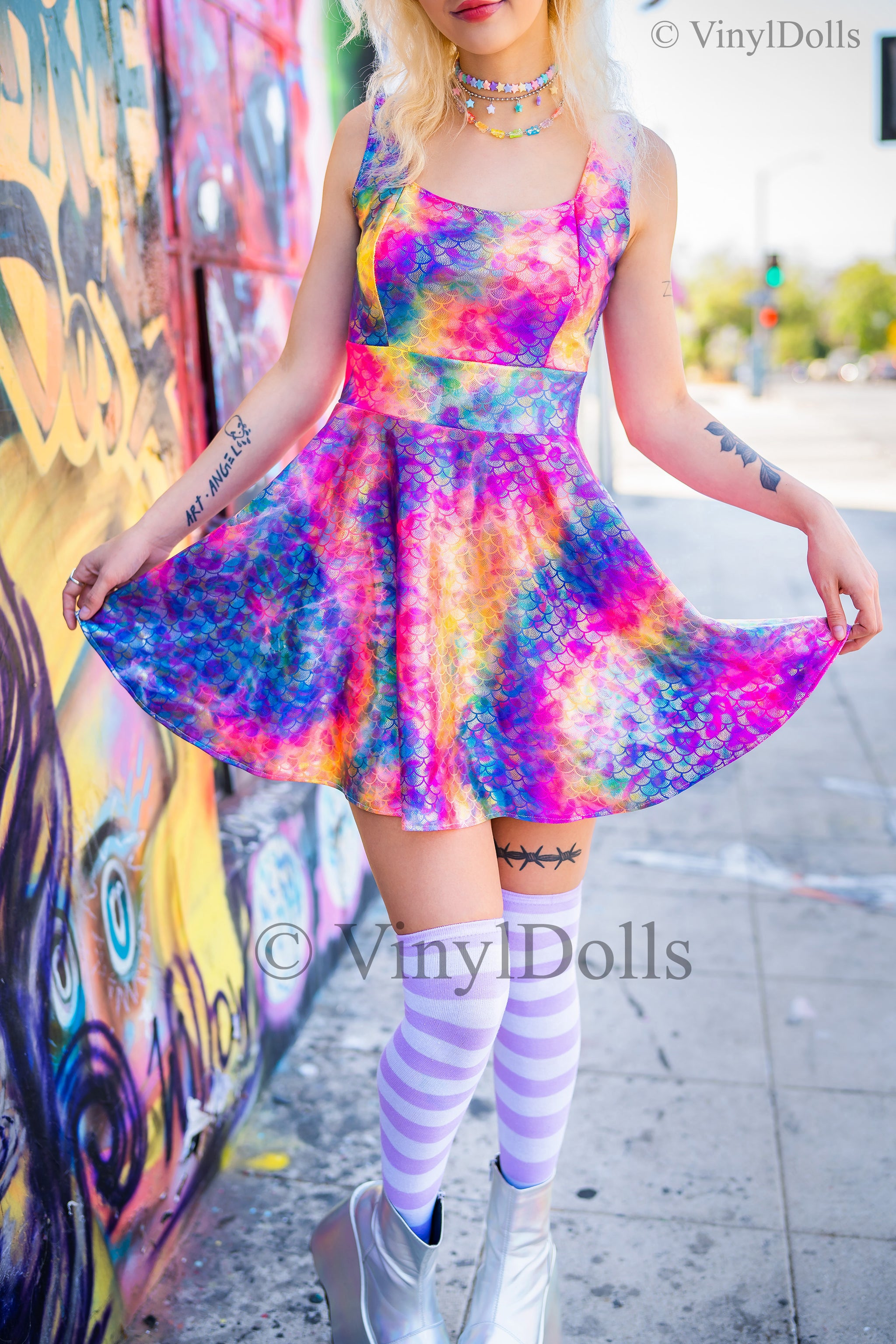 Rainbow Mermaid Skater Dress – VinylDolls