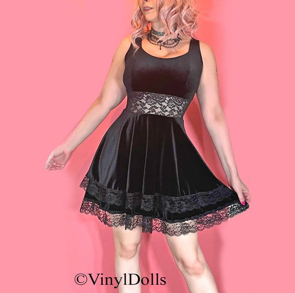 Black Velvet Lace Dress VinylDolls Black Velvet Lace Dress VinylDolls
