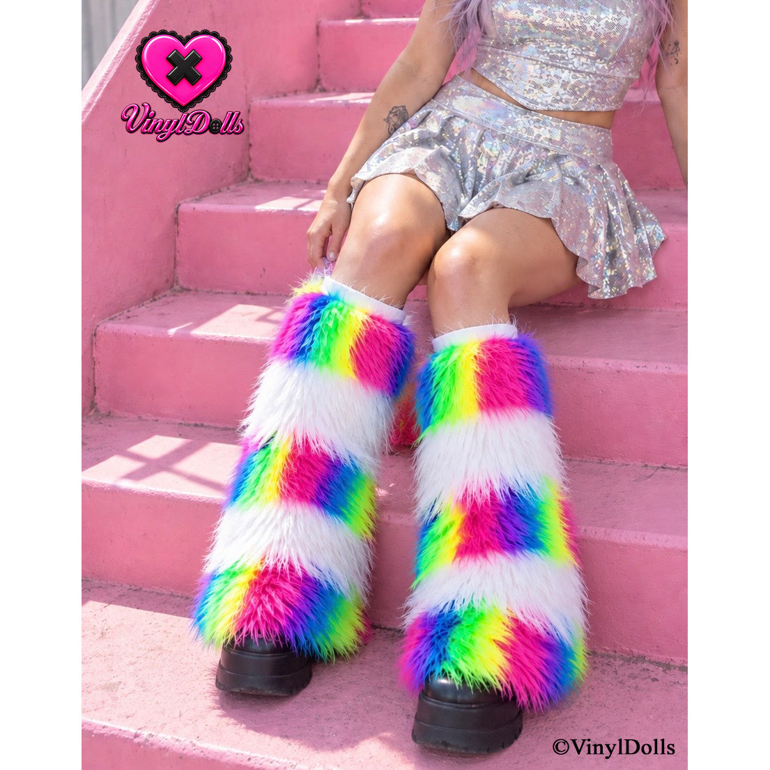 Striped Rainbow White Fluffies