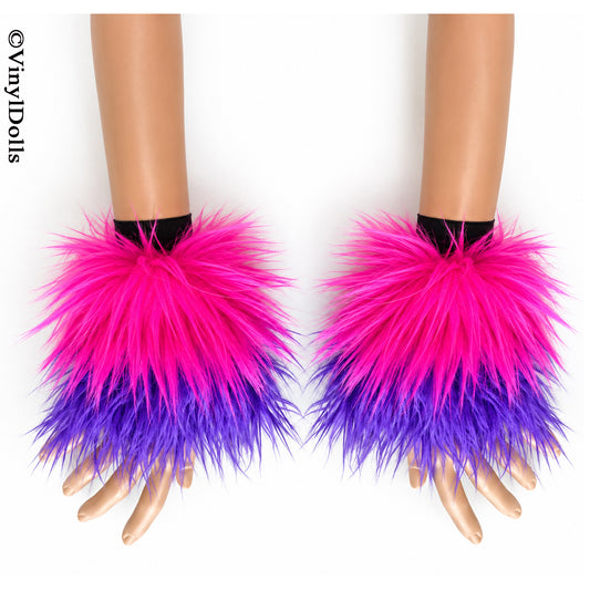 Pink Purple Furry Wrist Cuffs