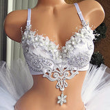 Silver White Wonderland Rave Bra