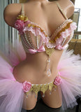 Pink Gold rave Outfit