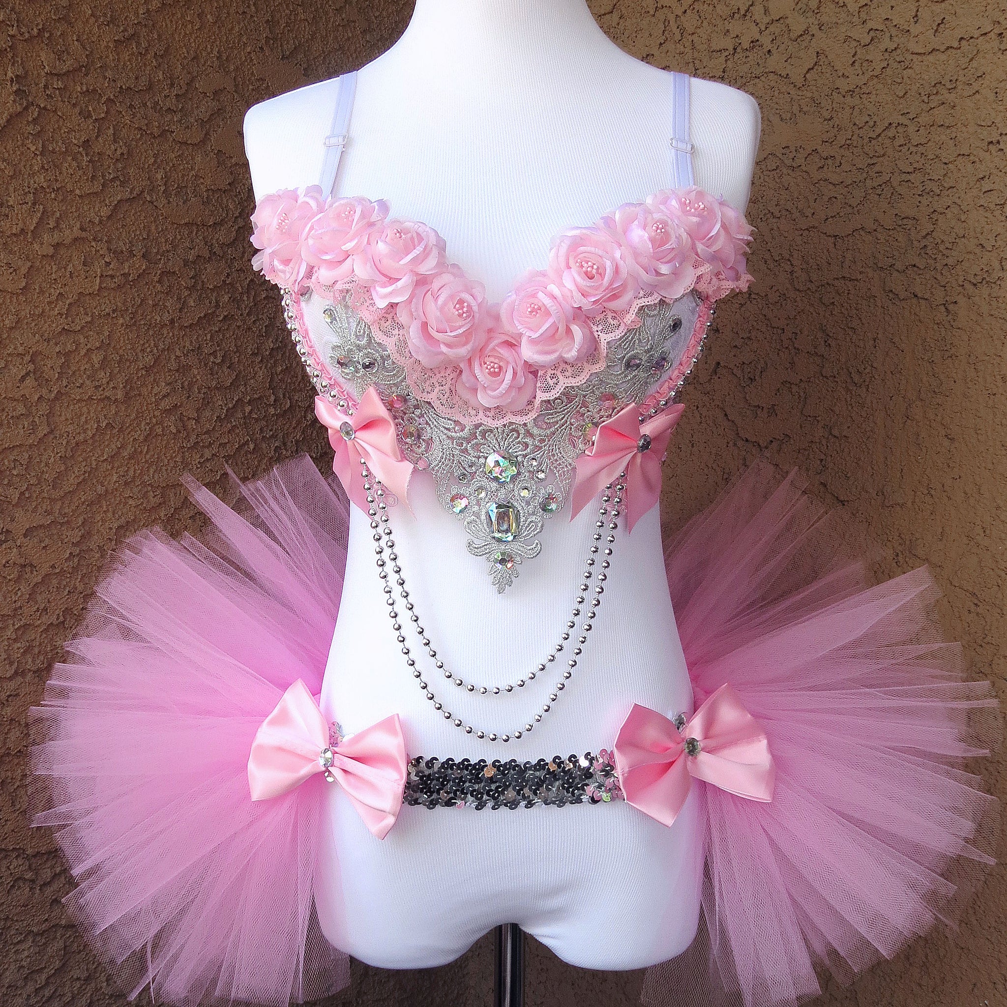 Pink Roses Rave Outfit VinylDolls Pink Roses Rave Outfit VinylDolls