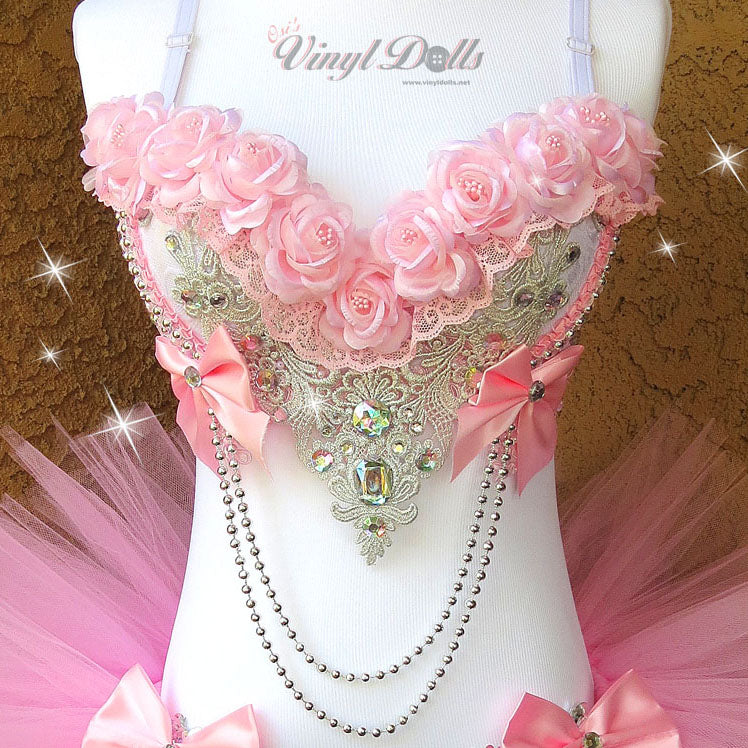Pink Roses Rave Bra