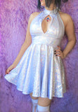 White Sparkle Keyhole Dress