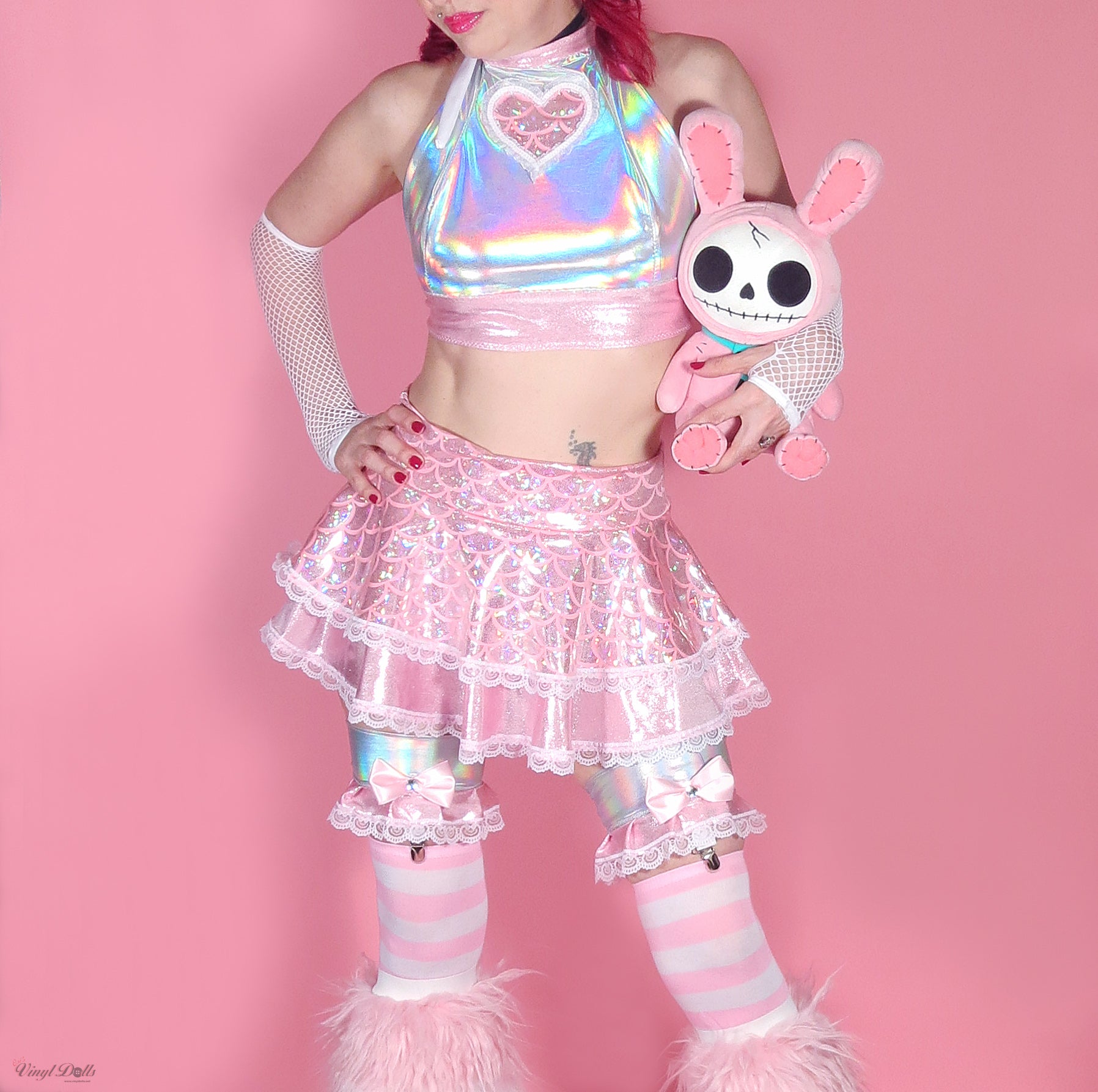 Iridescent Pastel Pink Mermaid Skirt – VinylDolls Iridescent Pastel Pink Mermaid Skirt – VinylDolls