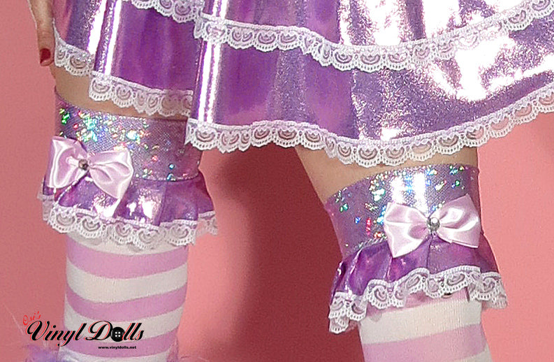 Iridescent Lilac Leg Garters - Pair