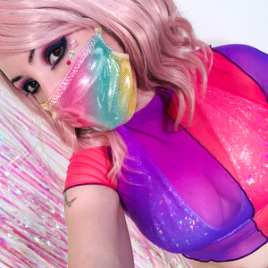 Pastel Rainbow Holographic Face Mask